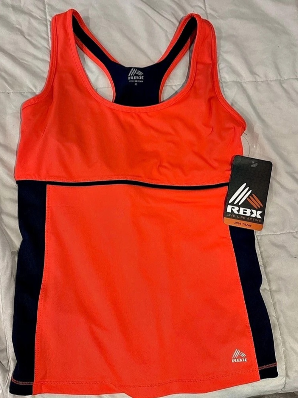 RBX Color Block Athletic Tank Top in Orange & Blue Size Medium N